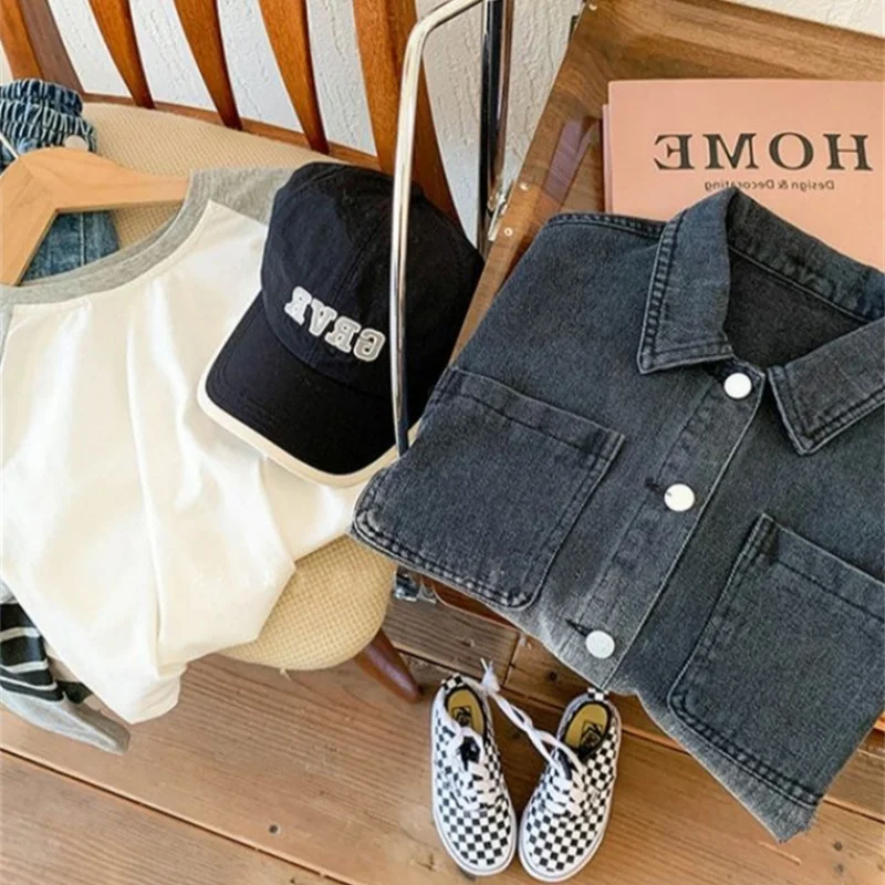 

Boys Coat Jacket Cotton Outerwear Windbreak 2024 Lapel Jean Spring Autumn Overcoat Sport Teenagers Children's Warm Clothing