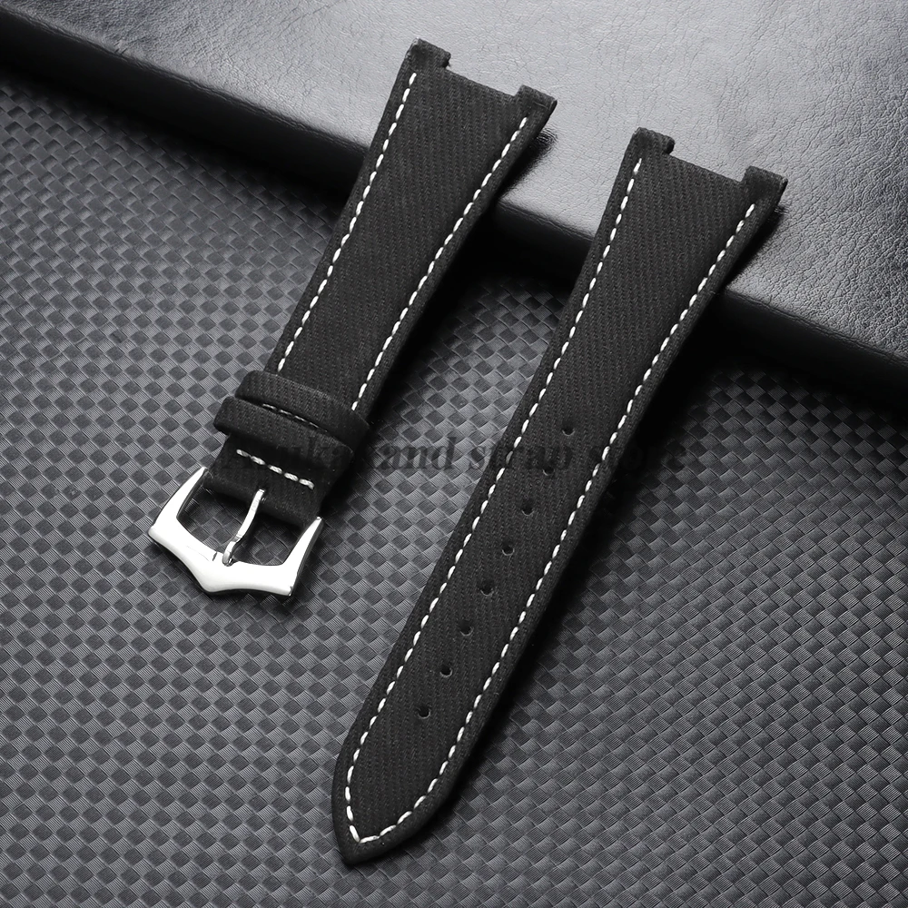 Elegant Nylon Leather Watch Strap with Concave Interface - Unisex Bracelet