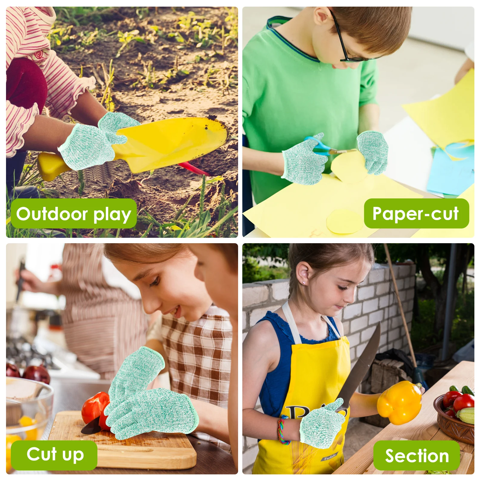 4 Pairs Cut Resistant Gloves 5 Protection Kids Anti-cutting Gloves Kitchen Cutting Protection for Cooking Wood Carving XS