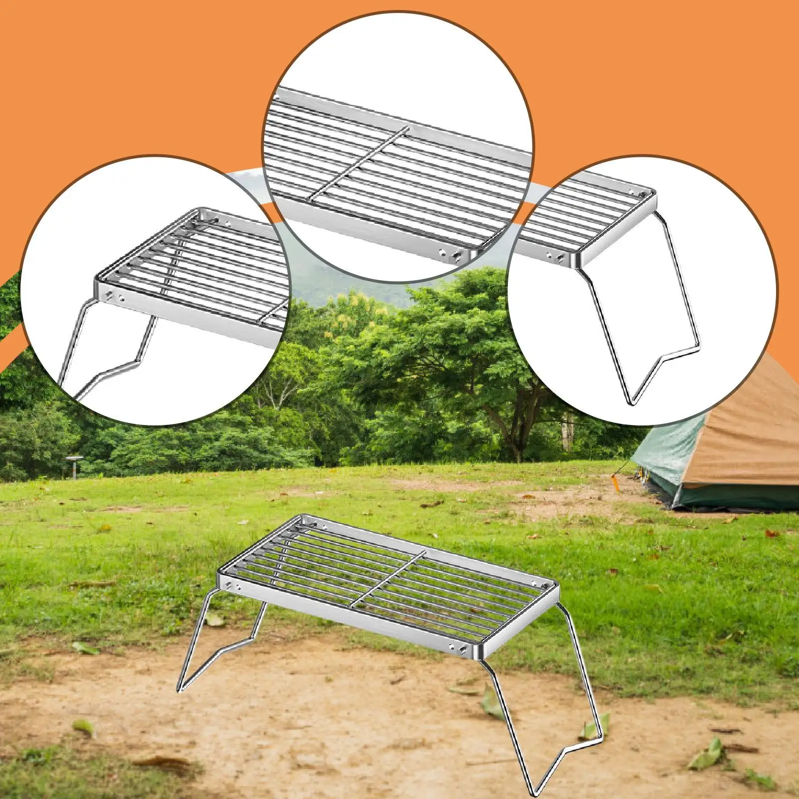 Folding Campfire Grill Equipment Practical Space Saving Multipurpose Grilling Rack for Camping Outdoor Travel BBQ Cooking