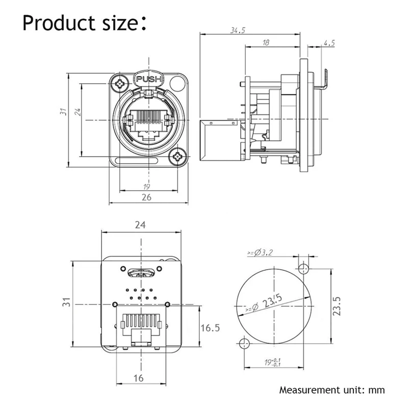 10PCS Ethercon Rj45 섀시 소켓, NE8FDP Ethercon 패스스루 커넥터, D 시리즈 Cat5 RJ45 패널 마운트 소켓-A86Z