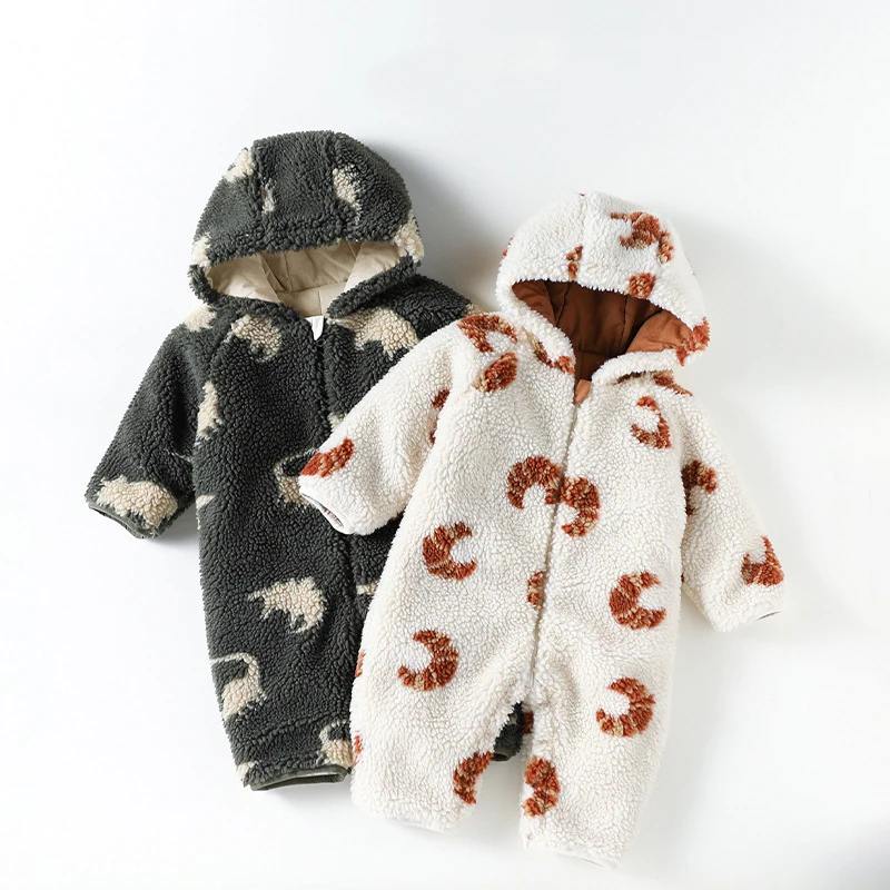 Herbst Winter Kinder Baby Mädchen Strampler Samt Cartoon Dick Warm Kleinkind Mädchen Bodys Plüsch Säugling Mädchen Overalls Jumpsuits – Detail 5