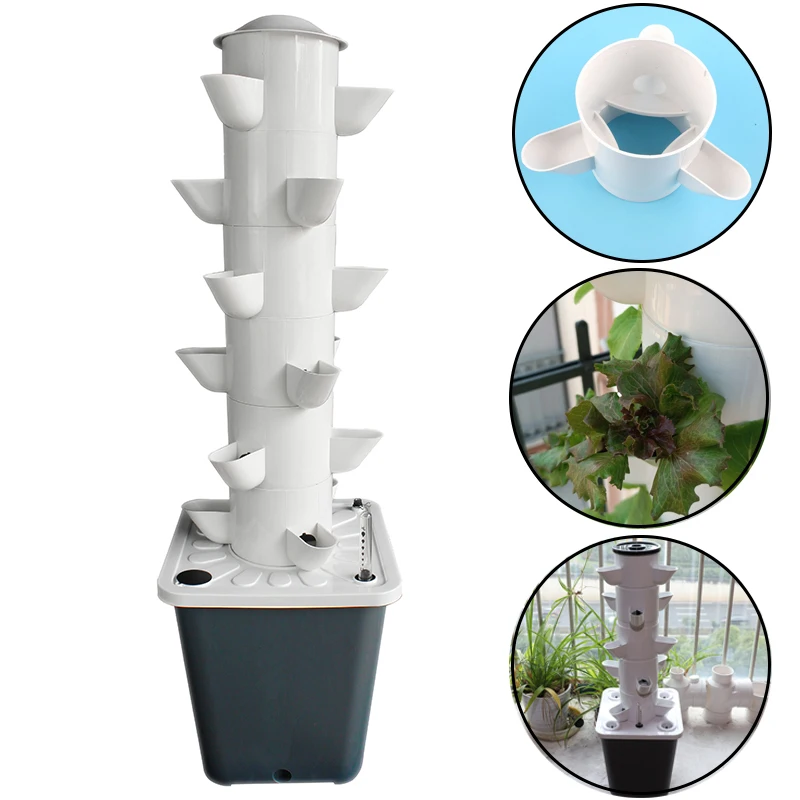 DIY Balcony Hydroponic Growing System Detachable PP Colonization Cups Home Garden Farm Greenhouse Vertical Tower Planters