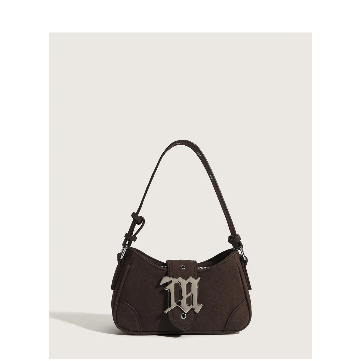 thumbnail image 1 of Bolso bandolera con adornos metálicos de moda 2024, bolso de hombro con textura de gamuza para mujer, bolsos de marca de diseñador de lujo y, 1 of 5