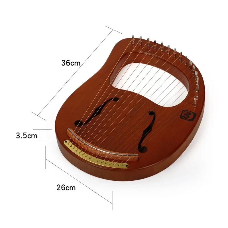 Single Board 16-String Wooden Lyre Harp Metal Strings Portable Solid Wood Stringed Instruments For Beginners Music Lovers