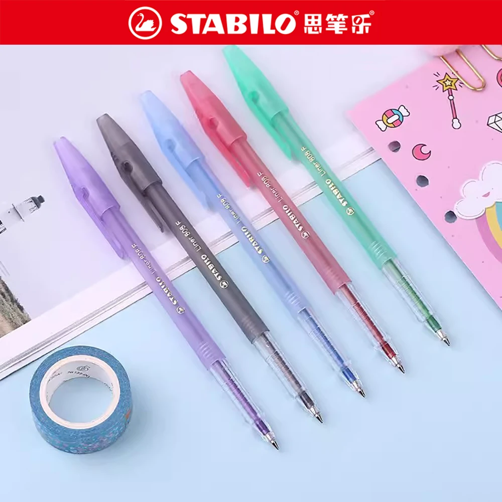 STABILO Marathon Retractable Ballpoint Pens - 6-Pack Fine Point (0.38mm) In Assorted Colors, Extra-Long Writing
