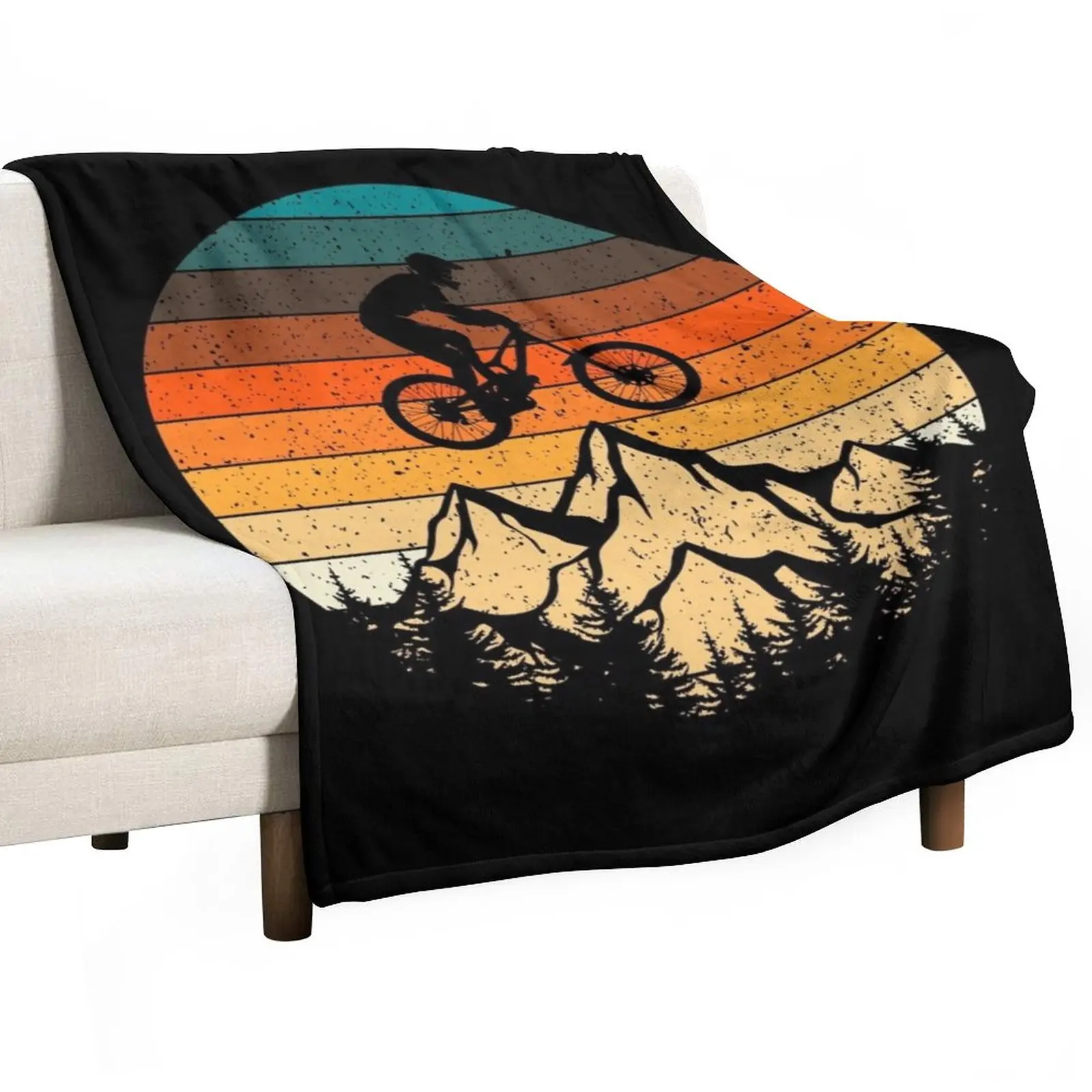 

Mountainbike Downhill Retro Vintage Gift Throw Blanket Shaggy Blanket For Sofa Thin Hairy Blankets