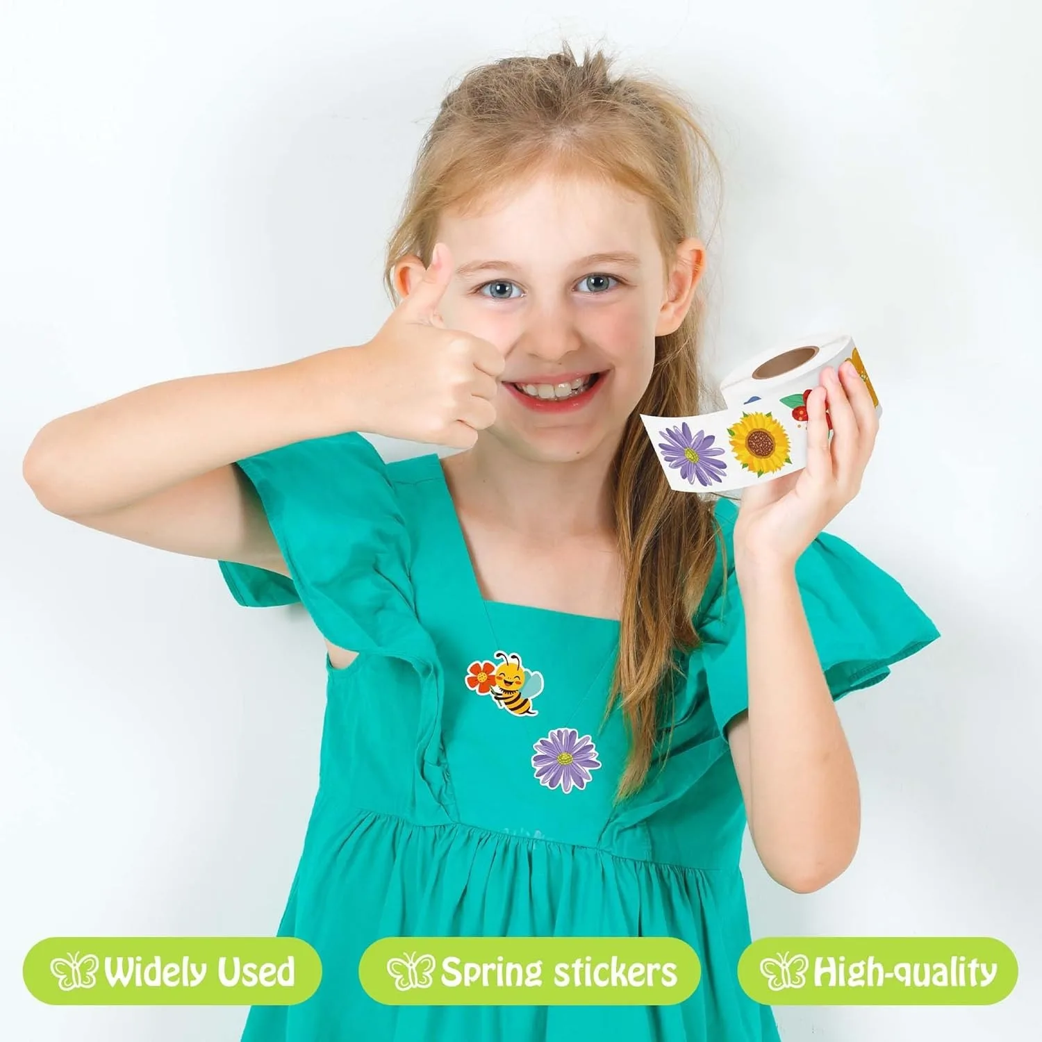 ?   500pcs 나비 및 꽃 스티커 롤 16 디자인 어린이 교사 교실을 위한 다채로운 꽃 곤충 및 식물 장식