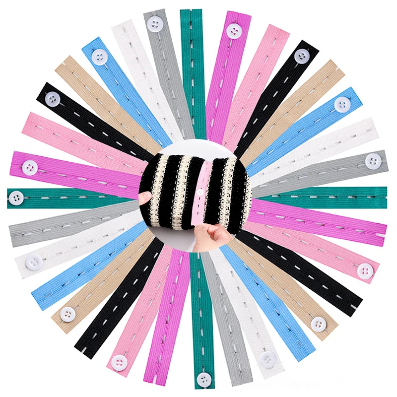 10-50pcs Elastic Bands Nylon with Button Hole Elastic Webbing DIY Craft Sewing Garment Trousers Accessories Organizers 2