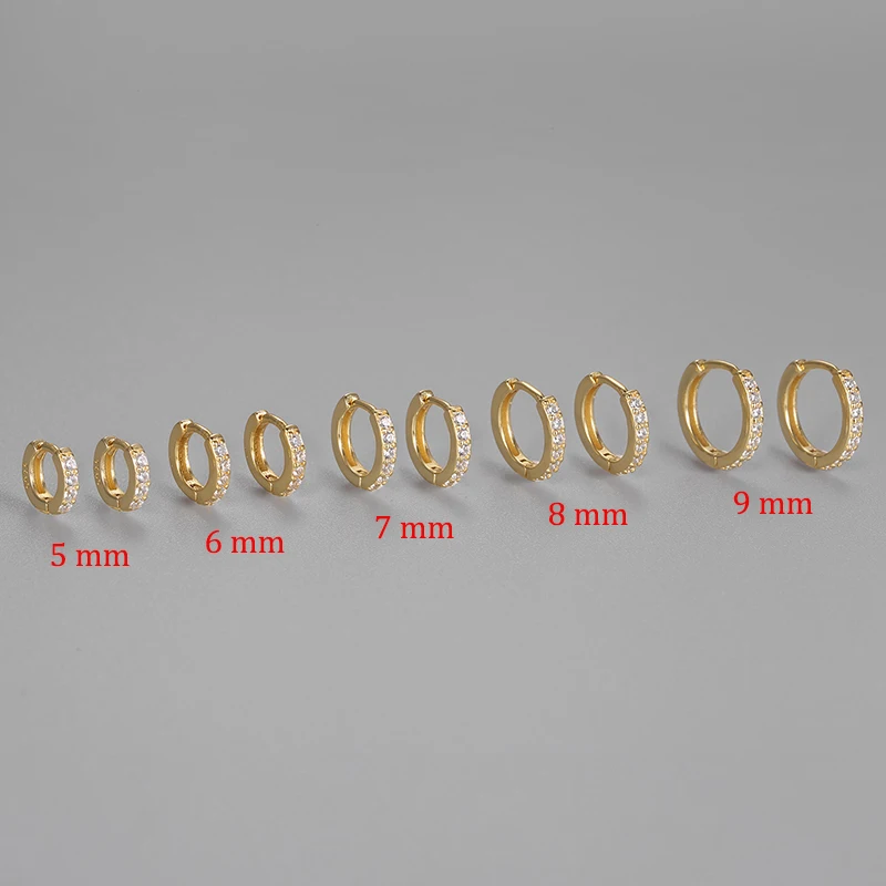 Aço inoxidável Minimal Hoop Brincos, cristal Zirconia, pequeno Huggie, fino brinco de cartilagem, Helix Tragus Piercing Jóias, 2pcs