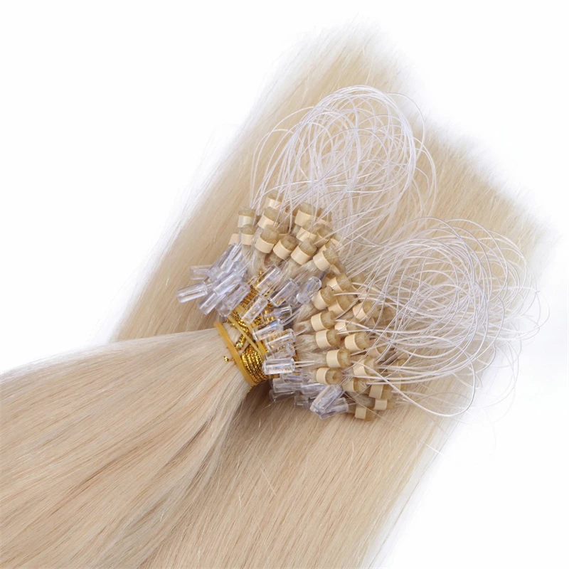 Straight Micro Loop Hair Extension Human Hair Brazilian Remy Extensions for Women Invisible Fishing Line Nanolink