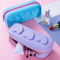 Silicon Zip Bags Reusable Heart Silicon Bag Cosmetic Bag Portable Makeup Brush Case For Women 2