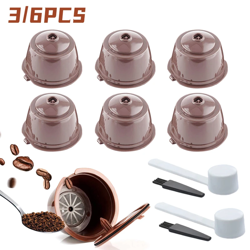 Coffee Capsules 6/3PCS Reusable For Nescafe Dolce Gusto Machine Refillable Filter Cup Kit
