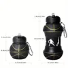 Kids Fold Outdoor Sports Water Cups Basketball/Football Bottle,Student Leakproof Portable Kids Water Bottle,Can Hang Backpack 2