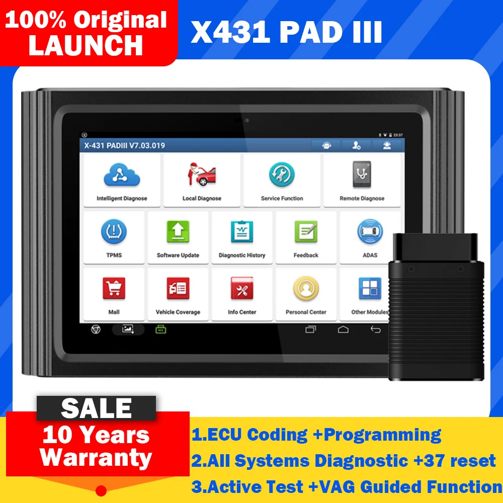 X431 PAD III v2.0 진단 도구 온라인 ECU 프로그래밍 코딩 코딩 자동차 OBD2 스캐너 활성 테스트 37+ 재설정 서비스 3 년 무료 업데이트 무료 배송