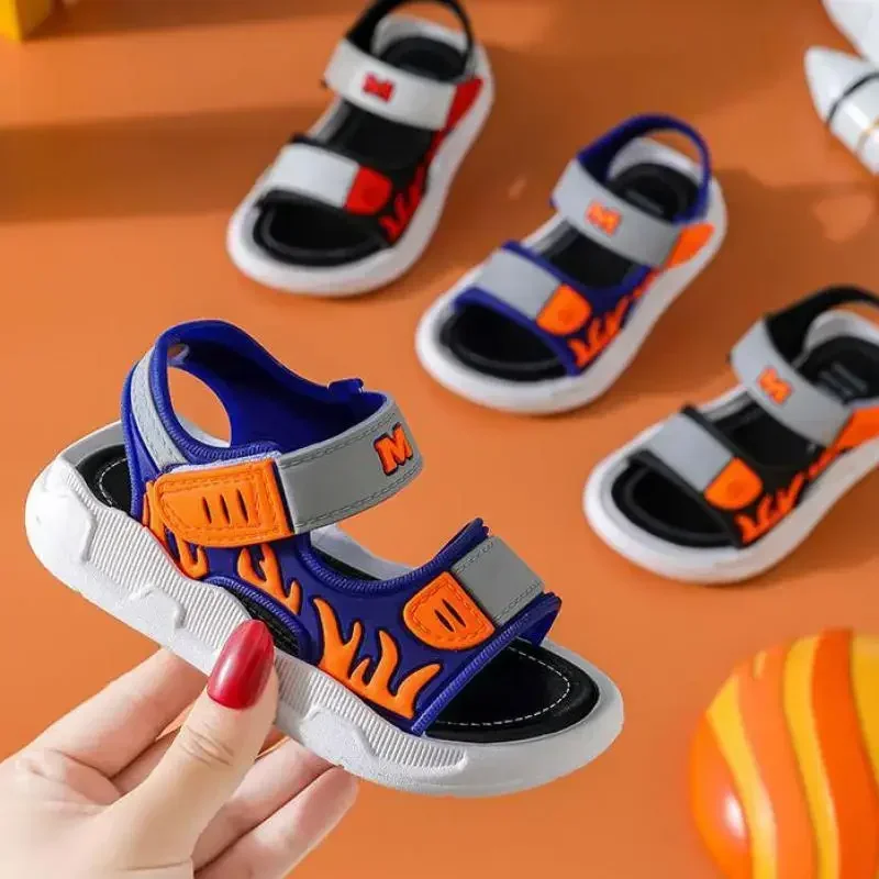 Baby Sandals Flame Pattern Boy Sandals Soft Sole Anti-slip Boys Girls Children Shoes