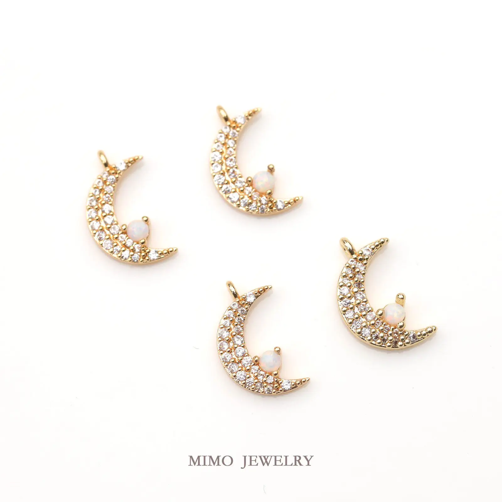 1pcs 구리 도금 골드 지르콘 인공 오팔 달 초승달 펜던트 참 장식품 쥬얼리 만..
