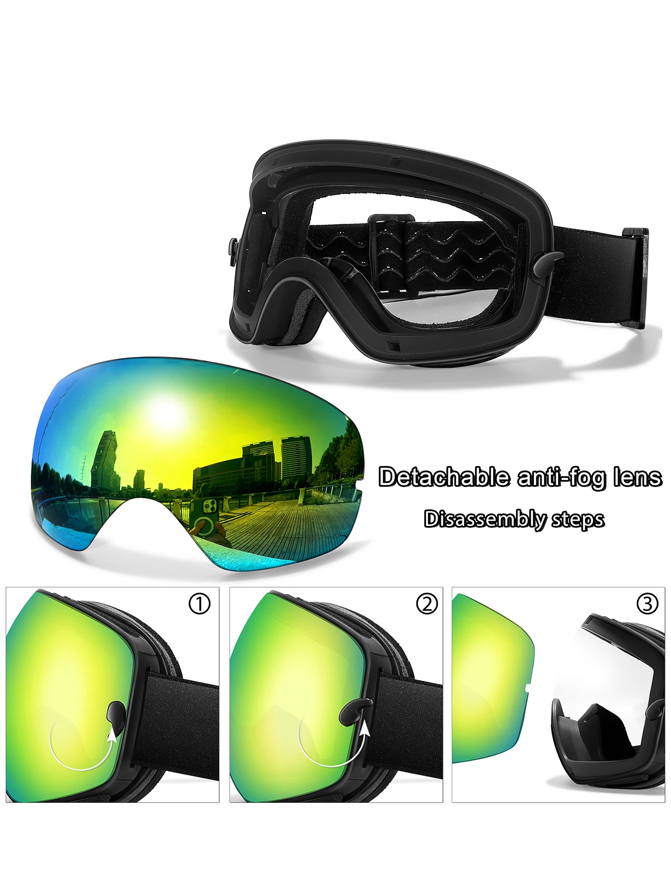 Winter Snow Ski Goggles Double Layers Anti-fog Classic Skiing Mask UV400 Big View Snowboard Snowmobile Glasses Unisex Free Box 5