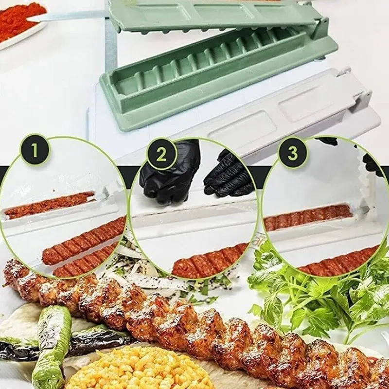 Single Row Kebab Maker Bbq Meat Skewer Machine Kebab Press Maker Reusable Plastic Bbq Skewer Preparation BBQ Tools