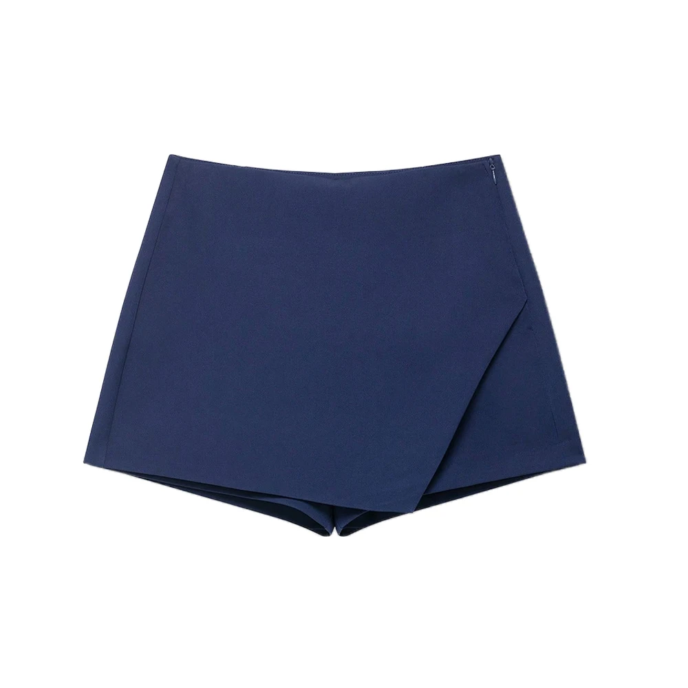 Women's Asymmetric Solid Color Skort Casual Side Zipper Shorts Skirts for Spring Summer Fashion