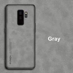 Deluxe Matte PU Leather Silicone Phone Case - Full Protection Back Cover - Samsung S8 (Gray)