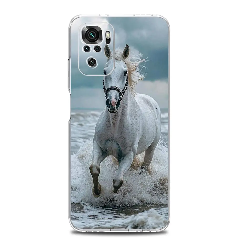 Galloping Horses Design TPU Phone Case - Black & White