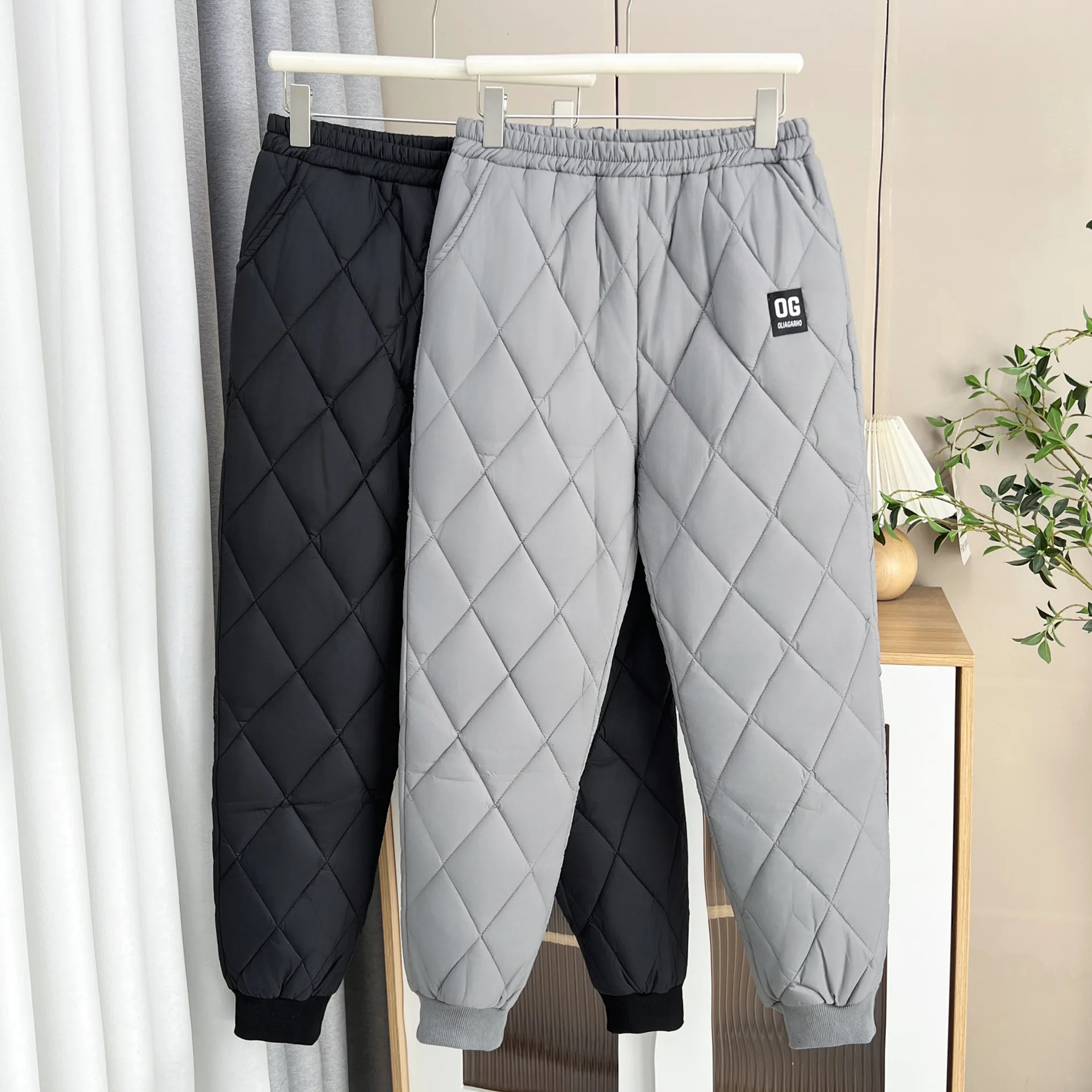 XXXXL Fashion Plus Size Women's Ankle Banded Pants 2025 Winter New Lightweight Down Cotton Padded Thermal Ankle-Length Trousers