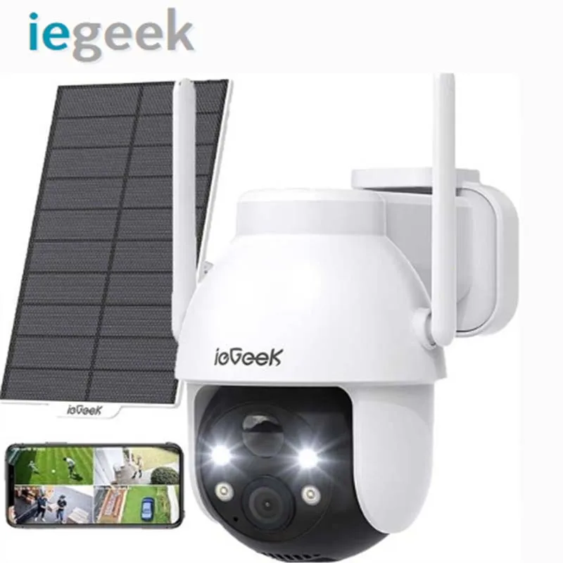 Caméra De Surveillance Extérieure IeGeek 5MP WiFi Solaire – Vision Nocturne Couleur – ZS-GX4S
