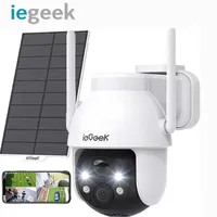 Iegeek 2K 3mp 360 ° PTZ HD caméra de surveillance solaire extérieure, batterie extérieure avec capteur de mouvement PIR, vision nocturne couleur 1