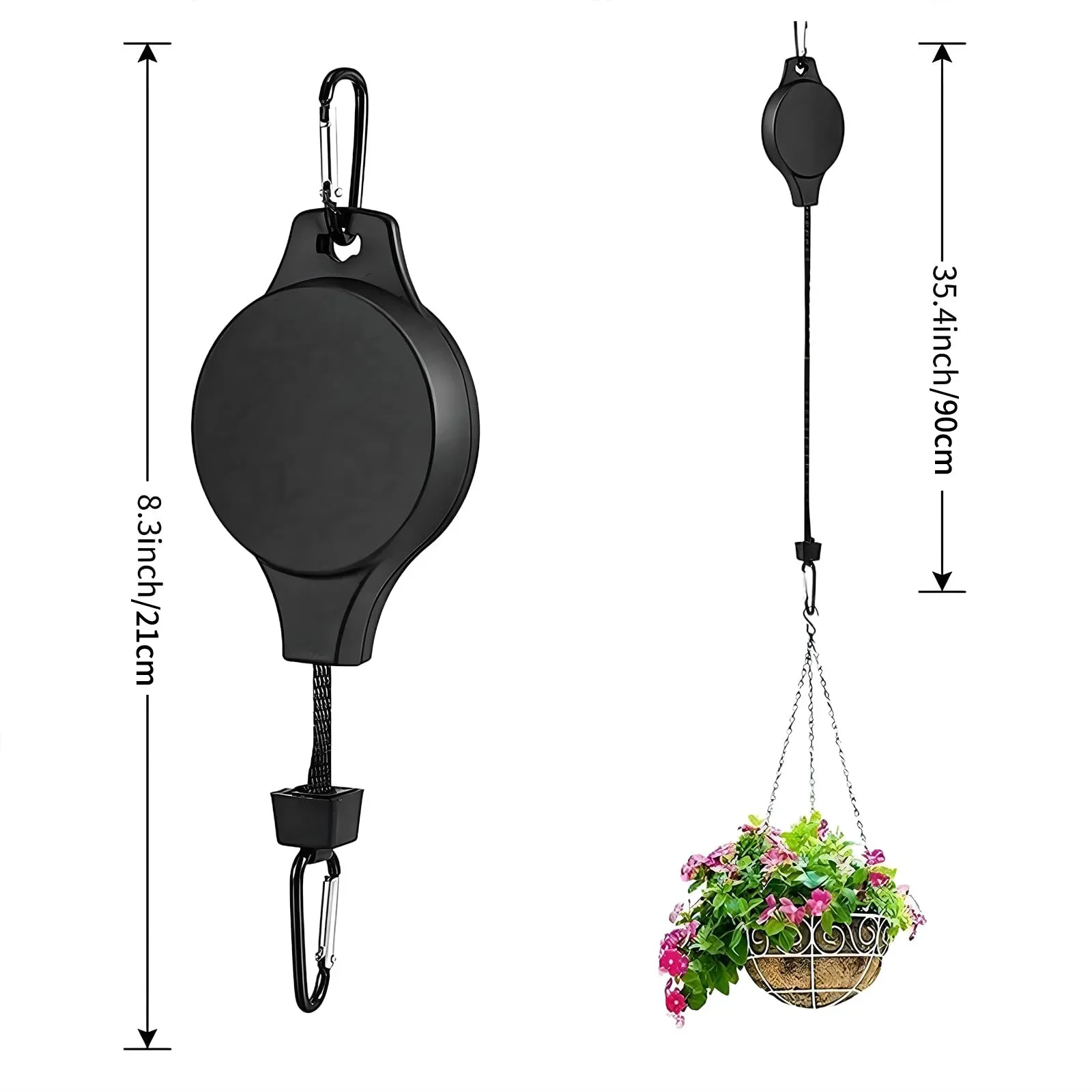 Heavy Duty Adjustable Plant Hanger Pulleys with Auto Lock and Easy-Lower Feature