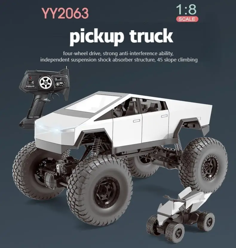 RC Car Remote Control 1/8 High Speed Alloy Pickup Truck Cross Country Motorcycle Children's Racing Cars Toys for Kids Gifts 5
