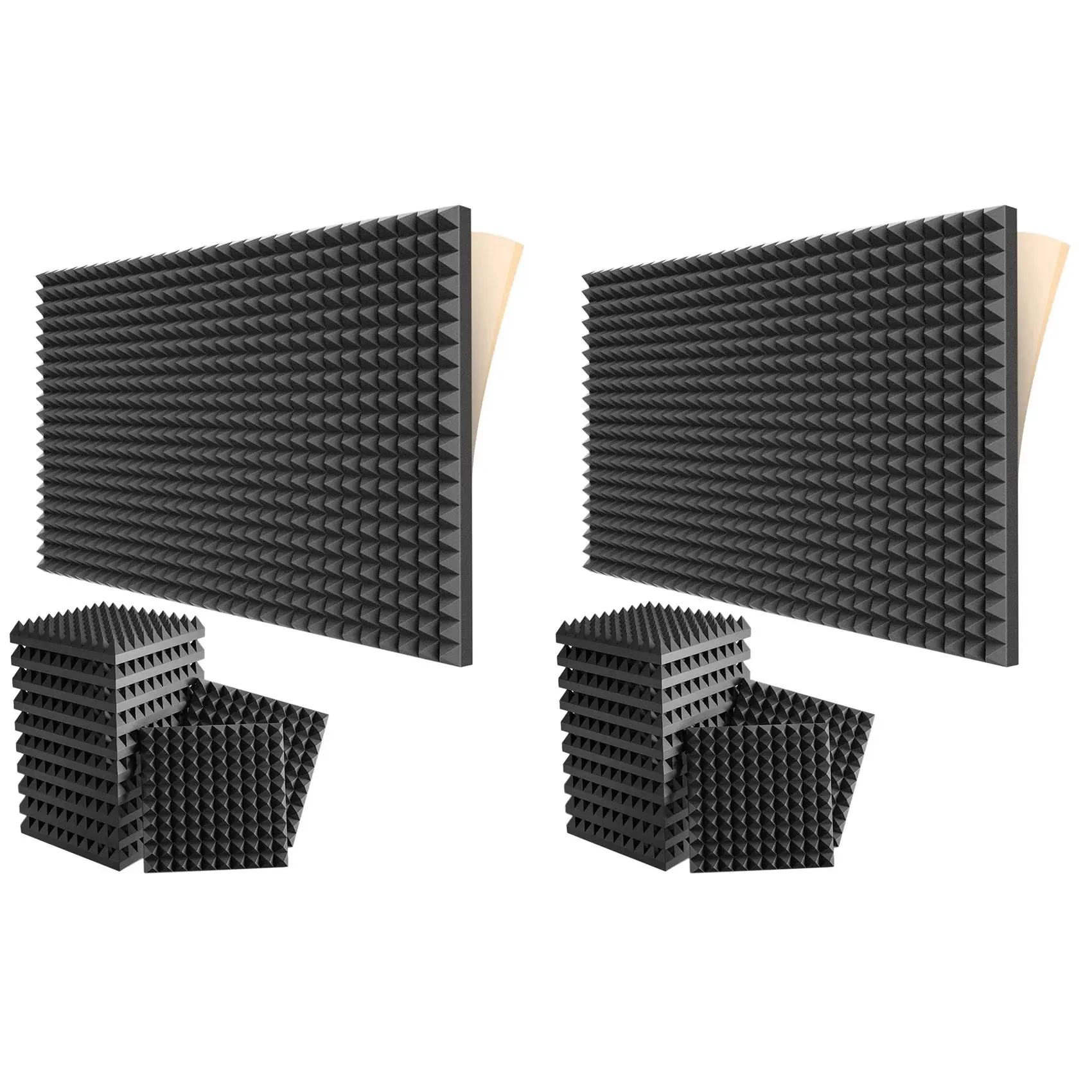 

24 Pack Self-Adhesive Sound Proof Foam Panels 2X12X12Inch Acoustic Panels with High Density,Pyramid Design Acoustic Foam