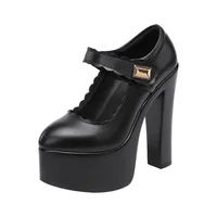 15cm Small Size 32-43 Extremem Block High Heels Shoes 2025 Fall Shallow Thick Chunky Platform Shoes Women Pumps Sexy Model Party - Image 5