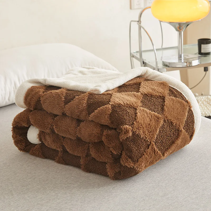 

Three-dimensional Jacquard Autumn Winter Blanket Thickened Sofa Cover Office Lunch Break Shawl Throw Bed Sheet Warm and High-end