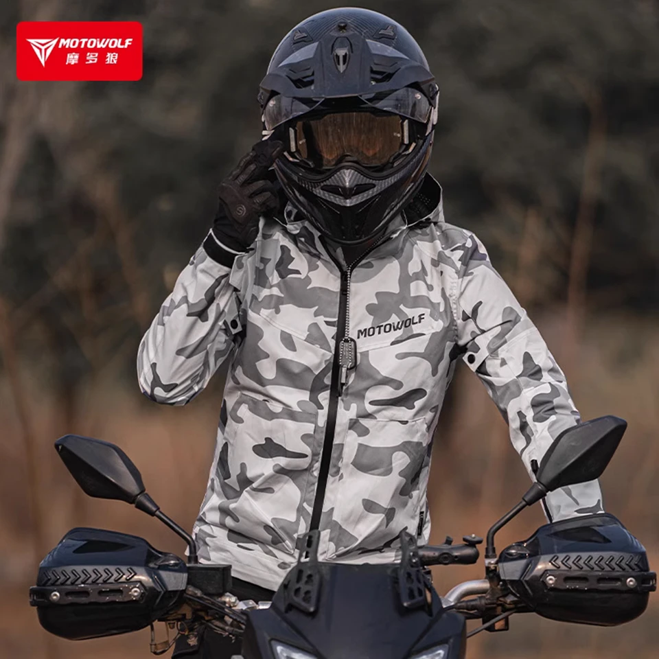 Motowolf-オートバイの乗馬服、ウインドブレーカー、4シーズン、防水 