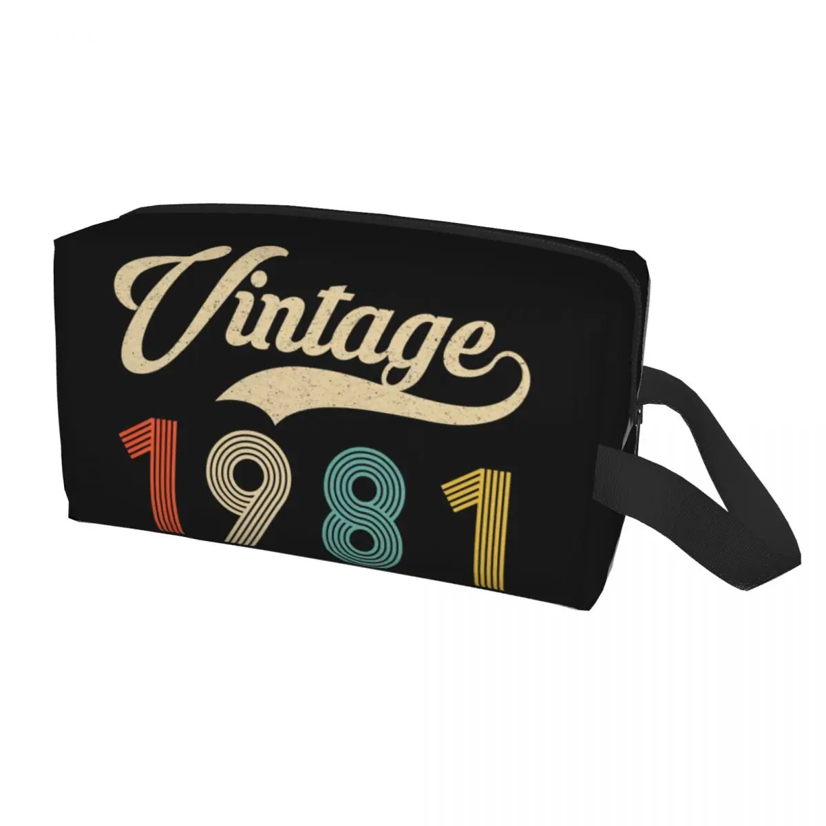 

Kawaii Retro Vintage 1981 39th Birthday Travel Toiletry Bag for Classic 39 Year Old Cosmetic Makeup Beauty Storage Dopp Kit