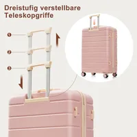 Ensemble de valises, tailles M-L-XL, valises rigides en ABS, ensembles de valises durables, valises avec roulettes pivotantes et serrure, avec sac de toilette, rose 2
