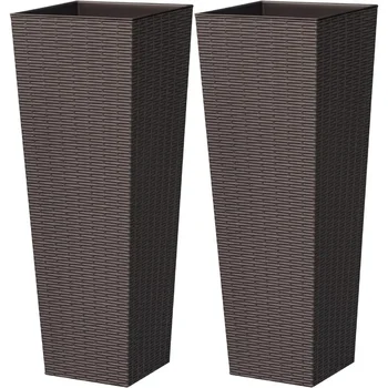 32 Inch Tall Plastic Planters with Rattan Texture 1