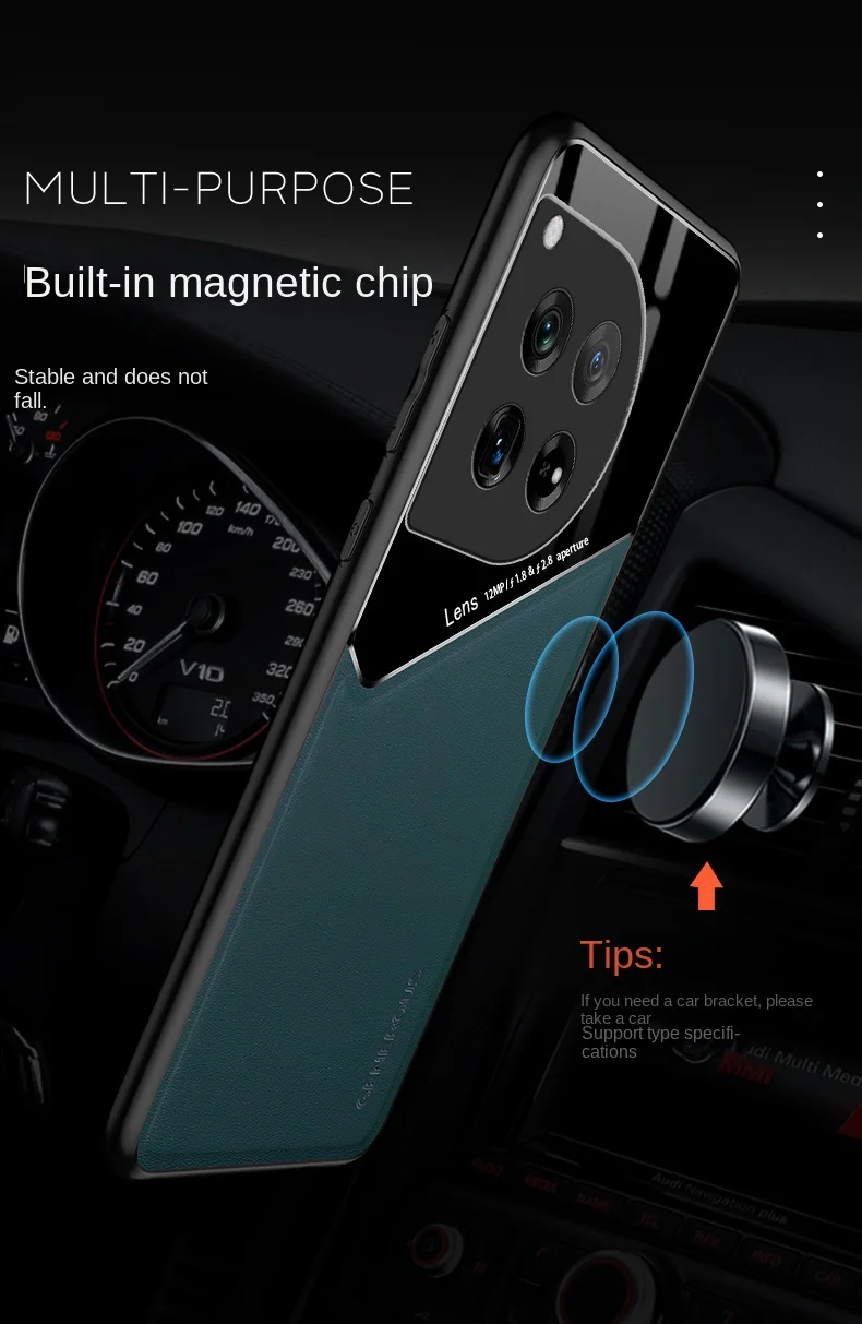 Coque téléphone texture cuir avec support magnétique oneplus pro_voghion.com
