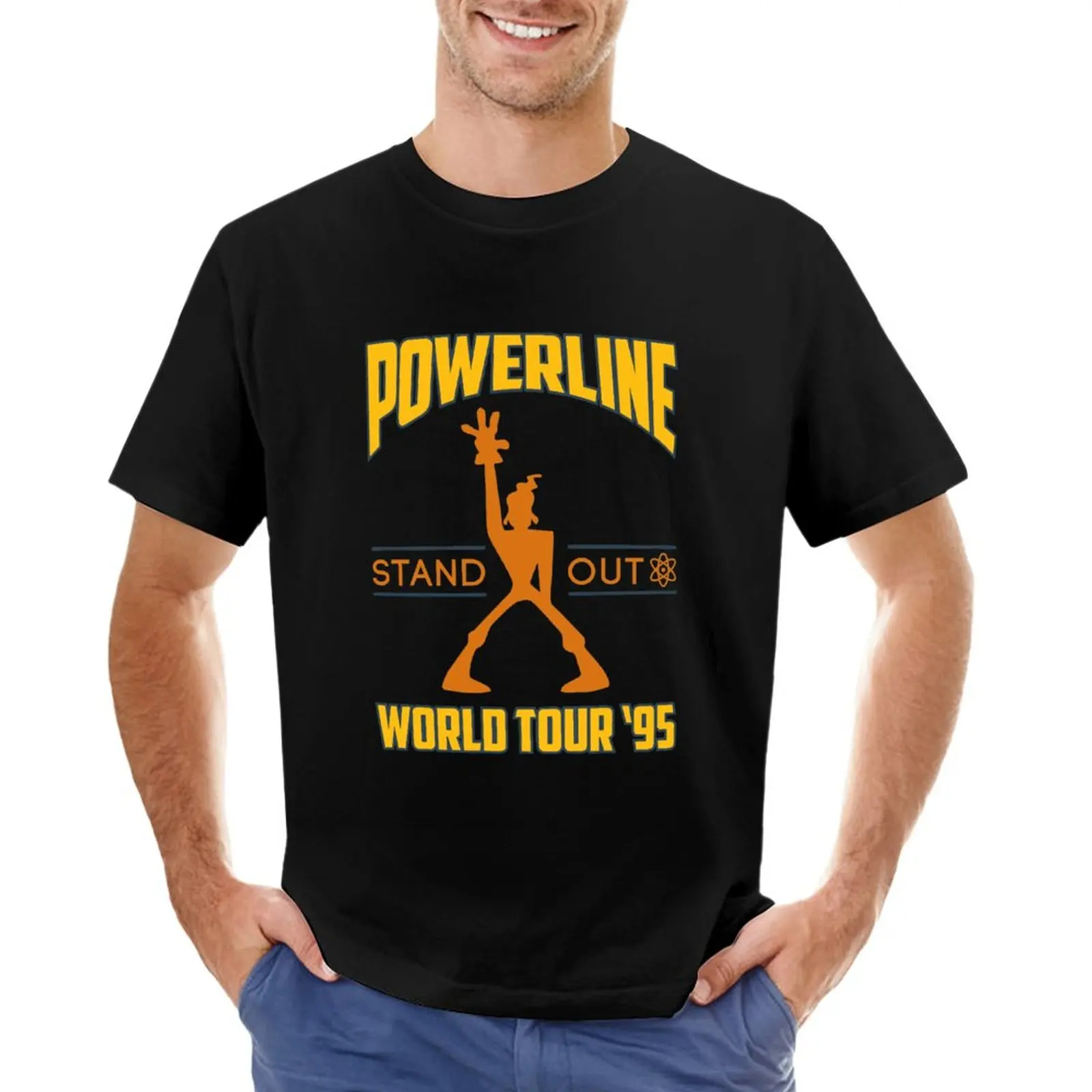 Powerline Stand Out World Tour '95 T-Shirt Vintage Customizeds Heavyweights Workout Shirts For Men