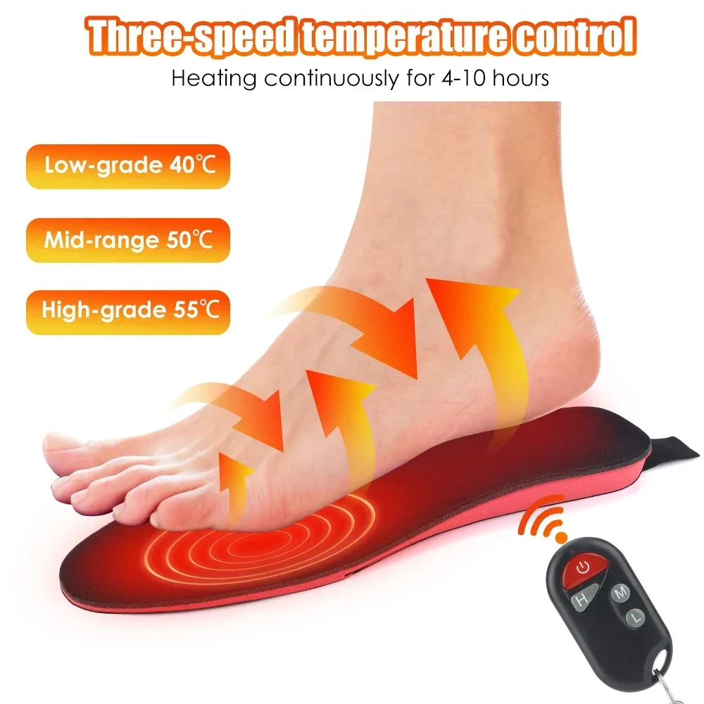 

New Winter 2100Mah Electric Heating Insoles Rechargeable Remote Control Heated Insole Camping Warm Foot Warmer Keep Warm Pad