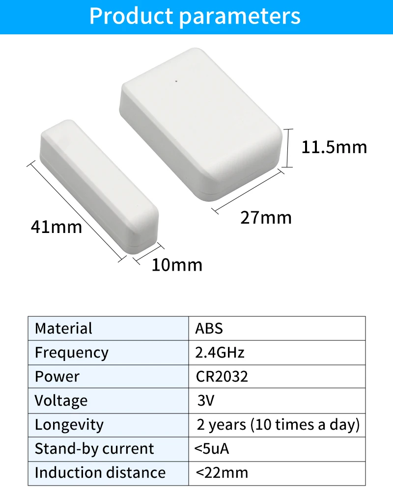 2.4GHz Wireless TTLOCK Door Sensor Door Contact Detection Windows Open Close Sta