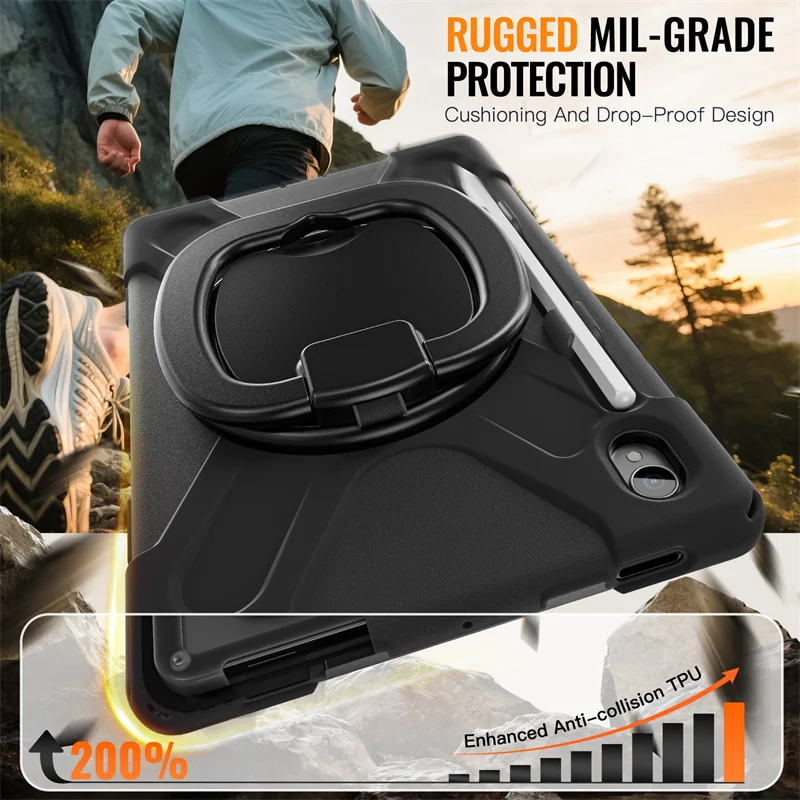 Heavy Duty Rugged Tablet Case with Hand Ring Stand Strap