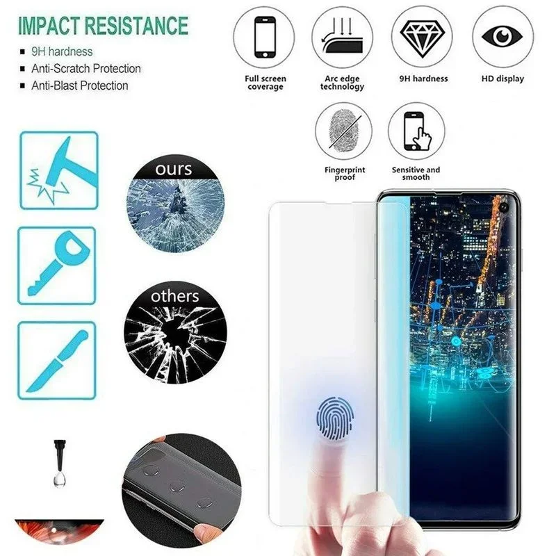 Vetro Uv Full Glue Per Samsung Galaxy S22 Plus Screen Protector S21 5G Edition Per Galaxy S20 Utra Vetro Temperato S8 Note 9 Film