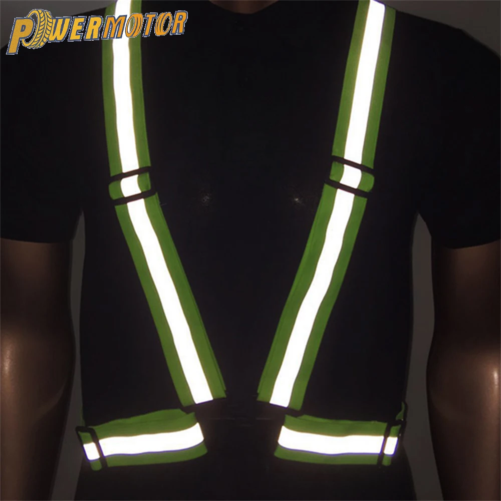 Motorcycle Vest Highlight Reflective Straps Night Running Riding Clothing Adjustable Men Women Cycling Safety Jacket