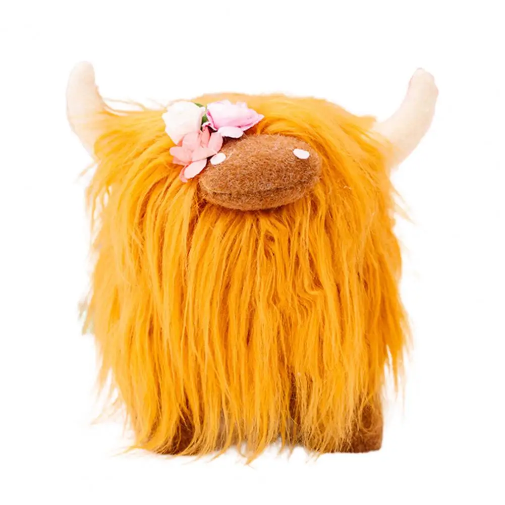 Highland Cow Stuffed Animals Fluffy Highland Cow Plush Toys Cow Gnome With  Flowers For Home Decoration Hot Sale - AliExpress