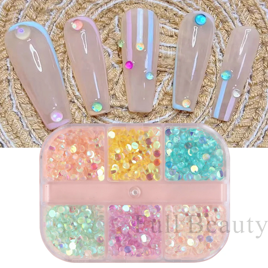 Acrylic Mermaid Round Beads Nails Art Decoration 3D Crystal Teardrop Colorful Jewelry Charms Kawaii Ornaments Accessories LY2052
