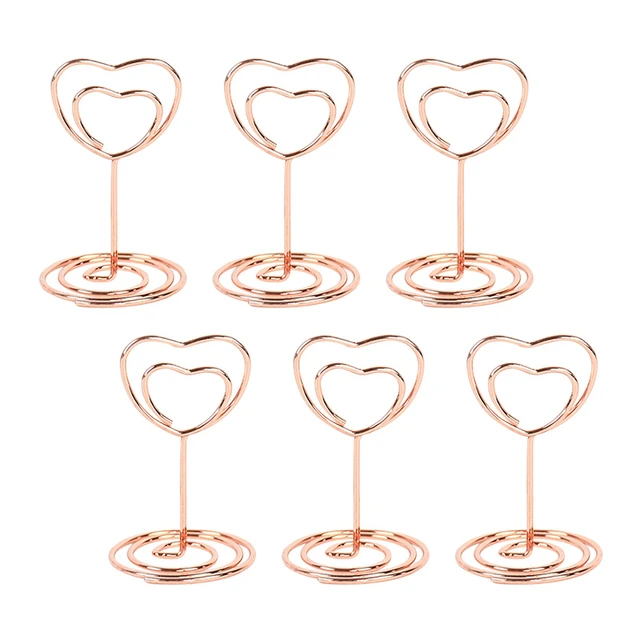 12 Pcs Golden Heart Shape Photo Holder Stands Table Number Holders