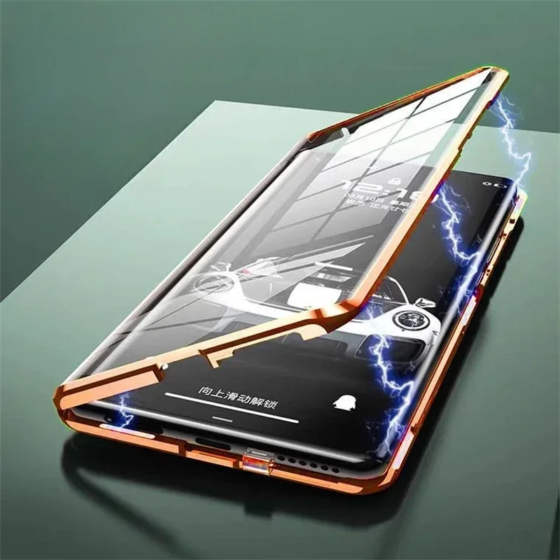 360° Double-Sided Magnetic Metal Tempered Glass Protection Case