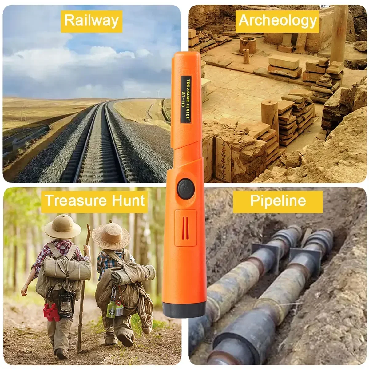 Treasure Hunter GT110 Handheld Pinpointing Metal Detector Pinpointer Pointer Probe Anti-scratch Metal Waterproof 360 Degree Scan 5